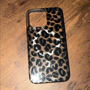 iPhone 15 Pro Max Kate Spade Leopard Print Phone Case - Black and Brown